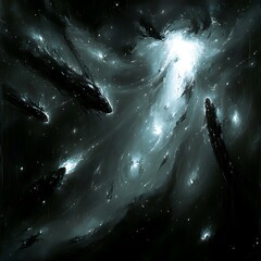 Wall Mural - An artistic depiction of a vast and luminous cosmic nebula