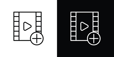Poster - Add video icon. Simple element illustration. outline and flat symbol design