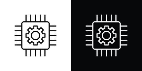 Fototapete - AI chip icon. Simple element illustration. outline and flat symbol design