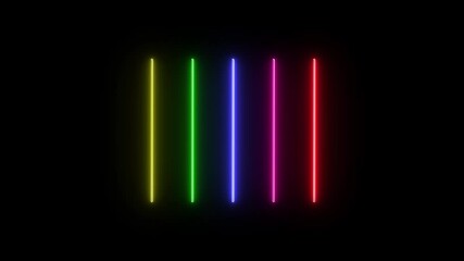 Poster - Colorful glowing neon light beams against a black background abstract design for modern visuals