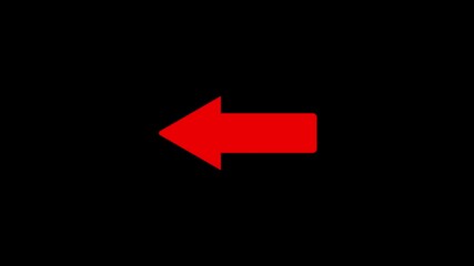 Poster - Red arrow pointing left isolated on black background for graphic design and conceptual projects. direction concept.