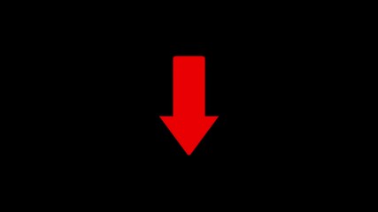 Poster - Animated red arrow pointing down against a black background for directional guidance and progress visualization.