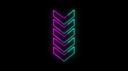 Poster - Animated neon arrow pointing downwards against a stark black background represents direction and progress