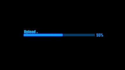Fototapete - Animated upload progress bar graphic with 25 percent complete on a black background for digital processing