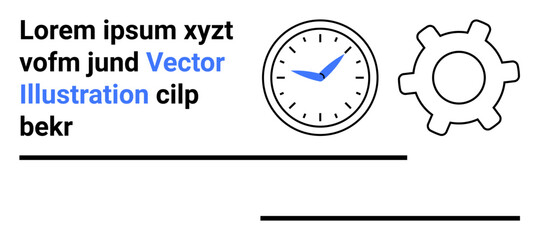 Poster - analog clock with blue hands paired with a gear to signify time, efficiency, and collaboration. plac