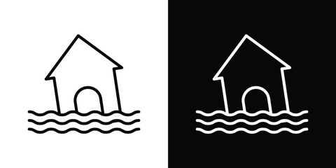Poster - House flood icon. Simple element illustration. outline and flat symbol design