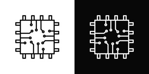 Fototapete - Microchip icon. Simple element illustration. outline and flat symbol design