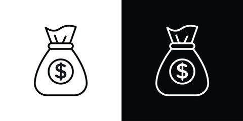 Money bag icon. Simple element illustration. outline and flat symbol design
