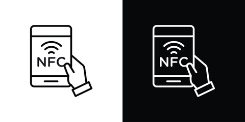 Poster - NFC communication icon. Simple element illustration. outline and flat symbol design