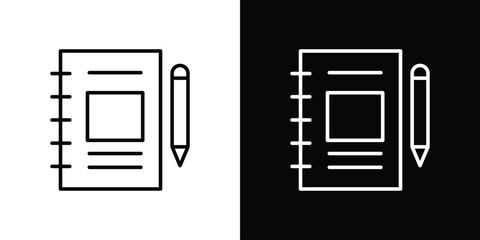 Poster - Notebook icon. Simple element illustration. outline and flat symbol design