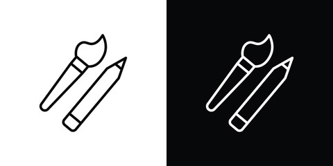 Poster - Pencil paintbrush icon. Simple element illustration. outline and flat symbol design