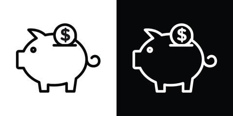 Poster - Piggy bank icon. Simple element illustration. outline and flat symbol design