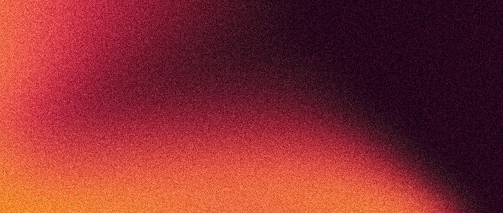 Wall Mural - orange red black grainy background, abstract color gradient shape glowing noise texture banner, head