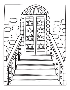 halloween coloring page, line art, halloween illustration, Print