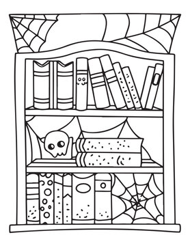 halloween coloring page, line art, halloween illustration, Print
