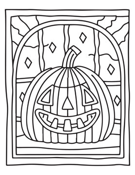 halloween coloring page, line art, Halloween illustration