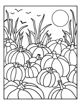 halloween coloring page, line art, Halloween illustration