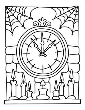halloween coloring page, line art, Halloween illustration