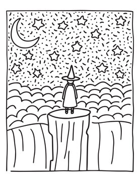halloween coloring page, line art, Halloween illustration