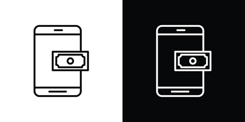 Poster - Send money smartphone icon. Simple element illustration. outline and flat symbol design