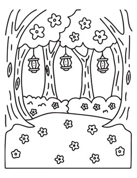 halloween coloring page, line art, Halloween illustration