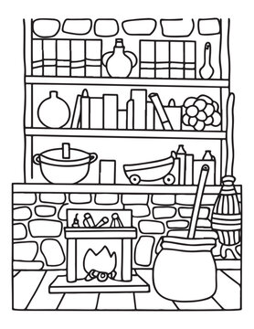 halloween coloring page, line art, Halloween illustration