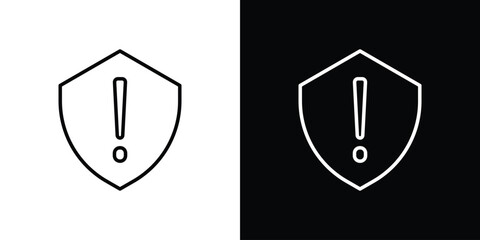 Poster - Shield exclamation icon. Simple element illustration. outline and flat symbol design