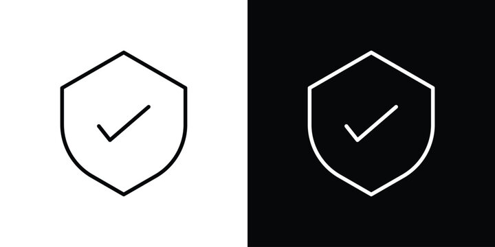 Shield check icon. Simple element illustration. outline and flat symbol design