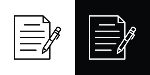 Poster - Signed contract icon. Simple element illustration. outline and flat symbol design