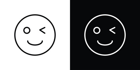 Poster - Smile wink icon. Simple element illustration. outline and flat symbol design