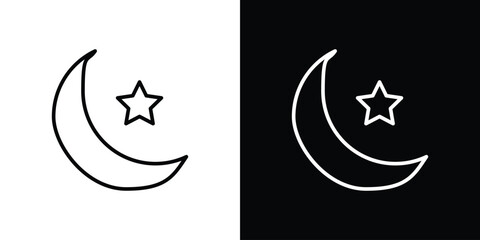Poster - Star and crescent icon. Simple element illustration. outline and flat symbol design