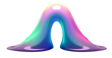 Poster - Iridescent colorful blob with smooth shiny surface and abstract shape