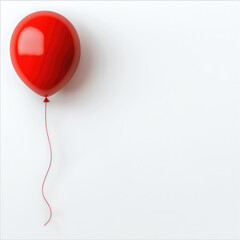 Poster - Red balloon single floating white background minimal celebration party cheerful isolated