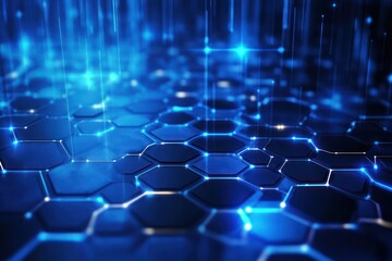 Poster - High-Tech Blue Hexagonal Background for Innovation