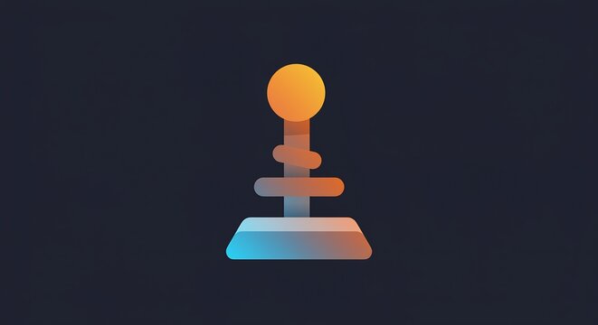 Low Poly Orange And Blue Joystick On Dark Background