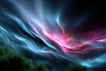 Poster - Vibrant cosmic waves flow through a dark space scene with colorful swirls and patterns