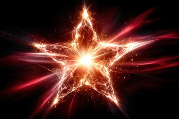 Poster - Bright star with glowing light effects creating an abstract cosmic scene