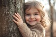 © Igor - Smiling child hugging tree in spring nature scene
