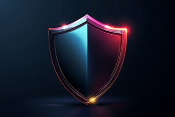 Poster - 3D cybersecurity shield icon, glowing edges, sleek metallic look, vector art with futuristic dark theme 