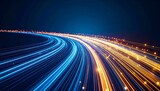 Optical data concept depicted by abstract glowing lines on a dark background. The high speed, vast capacity data transmission enabled by optical fiber