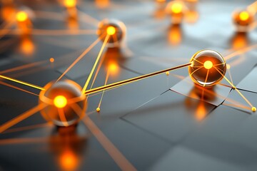 Aufkleber - 3D global network icon in smooth vector style, glowing connections and soft gradient background 