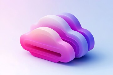 Poster - Abstract 3D cloud storage icon in futuristic vector style, soft gradients and smooth edges, minimal tech background 