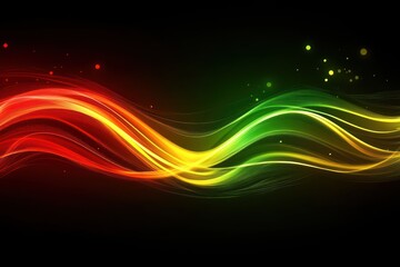 Poster - Abstract glowing red yellow green curved lines