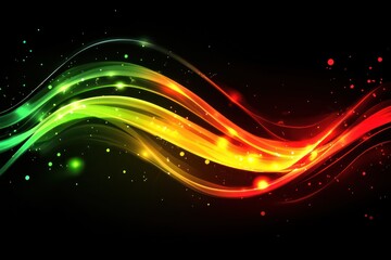 Poster - Abstract glowing red yellow green curved lines