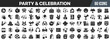 © stas111 - Party and celebration black icons collection. Big UI icon set in a flat design. Vector illustration EPS10