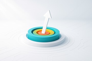 Poster - This concentric dashboard design symbolizes business strategy and decision-making focused on growth and innovation with an upward arrow representing leadership and efficiency