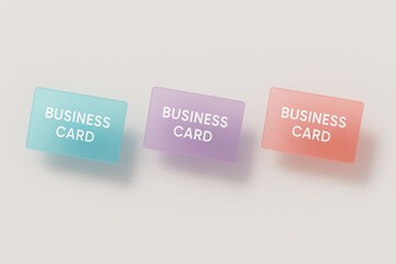 Poster - This symbolizes business strategy and decision-making through translucent floating business cards reflecting innovation and efficiency in work processes