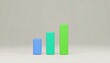 © ThreeDeeViews - Minimalist 3D bar chart with blue, teal, and green bars on a light background, illustrating growth or data comparison.