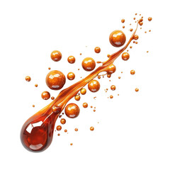Poster - Bright Orange Liquid Droplets Splashing Against a White Background