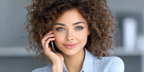 Poster - A person smiling while receiving a follow-up call about their service experience